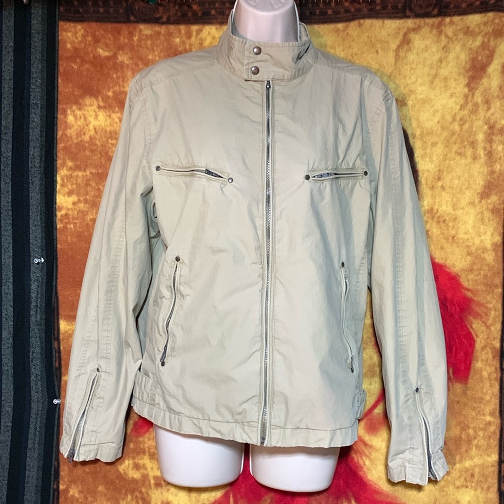 BOSSINI-women’s beige long sleeve full-zip light weight jacket